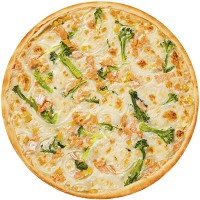 Пицца С лососем в белом соусе