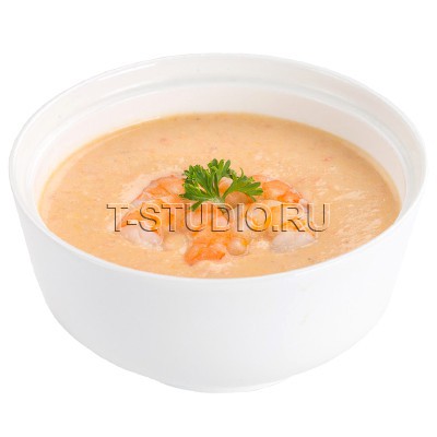 Крем-суп из лосося с креветкой